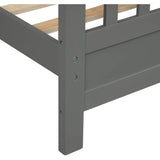Grey Pine Wood Slatted Platform Headboard Footboard Full Size Bed