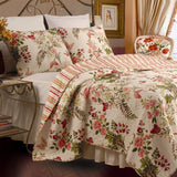 Full / Queen size Piece 100% Cotton Quilt Set Crimson Clover Floral