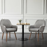 Set of 2 Retro Grey Linen Upholstered Accent Chair with Stylish Wood Legs