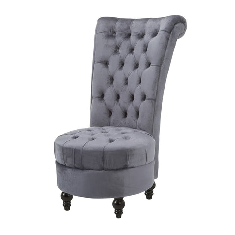Gray Tufted High Back Plush Velvet Upholstered Accent Low Profile Chair