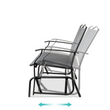2 Seater Mesh Patio Loveseat Swing Glider Rocker with Armrests in Grey