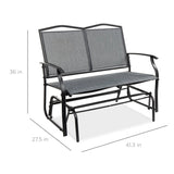 2 Seater Mesh Patio Loveseat Swing Glider Rocker with Armrests in Grey