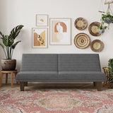 Grey Modern Upholstered Microfiber Adjustable Futon Sleeper Sofa