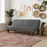 Grey Modern Upholstered Microfiber Adjustable Futon Sleeper Sofa