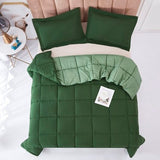 King/Cal King Traditional Microfiber Reversible 3 Piece Comforter Set in Green