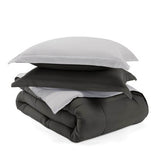 Twin/Twin XL 2-Piece Microfiber Reversible Comforter Set Grey / Light Grey