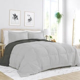 Full/Queen 3-Piece Microfiber Reversible Comforter Set in Grey / Light Grey