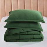 Queen Size Green 3 Piece Microfiber Reversible Comforter Set