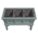 Green Rectangular Raised Garden Bed Planter Box with 3 Removeable Trays