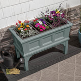 Green Rectangular Raised Garden Bed Planter Box with 3 Removeable Trays