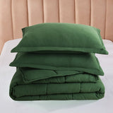 Twin Size Green 3 Piece Microfiber Reversible Comforter Set