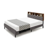 Full Size Velvet Upholstered Open/Close Storage Headboard Platform Bed