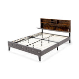 Full Size Velvet Upholstered Open/Close Storage Headboard Platform Bed