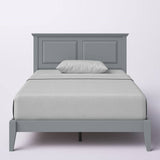 Full Traditional Solid Oak Wooden Platform Bed Frame with Headboard in Grey