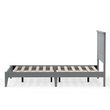 Full Traditional Solid Oak Wooden Platform Bed Frame with Headboard in Grey