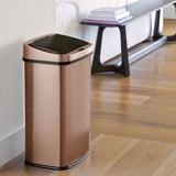 Gold 13-Gallon Stainless Steel Kitchen Trash Can with Motion Sensor Lid