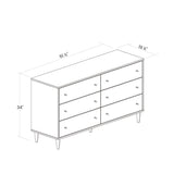 Farmhouse Rustic Walnut Mid Century 6 Drawer Dresser