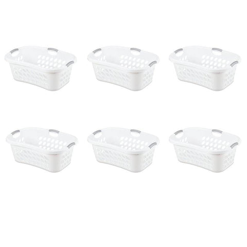 Set of 6 White Laundry Baskets w/ Carry Handles