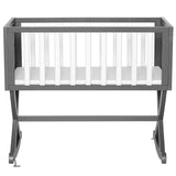 Solid Wood Rocking Baby Glider Cradle with Crib Mattress in Grey White Finish