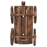 Mobile Half Barrel Solid Wood Planter Box on Wooden Wheels