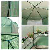 Outdoor Hexagon Greenhouse 6.5 x 7 Ft with Steel Frame PE Cover and Shelves