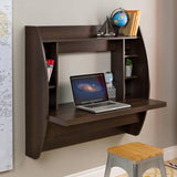 Modern Floating Wall Mounted Home Office Computer Desk in Brown Wood Finish