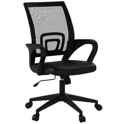 Black Modern Mid-Back Ergonomic Mesh Office Desk Chair with Armrest on Wheels