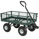 Heavy Duty Green Steel Garden Utility Cart Wagon with Removable Sides