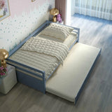Twin/Twin Dorm Style Trundle Daybed Platform Bed Frame in Grey