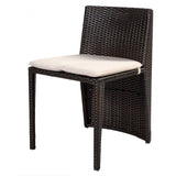 3 Piece Compact Espresso/White Wicker Patio Cushioned Outdoor Chair Table Set