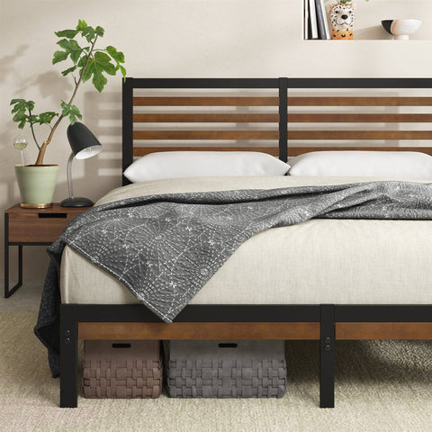 King Size Eco Friendly Bamboo Metal Platform Bed Frame
