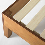 King Modern Classic Solid Wood Slat Platform Bed Frame in Natural Finish