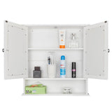 2-Door Wall Mounted Bathroom Medicine Cabinet with Mirror in White