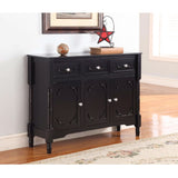 Solid Wood Black Finish Sideboard Console Table with Storage Drawres