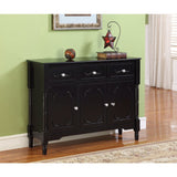 Solid Wood Black Finish Sideboard Console Table with Storage Drawres