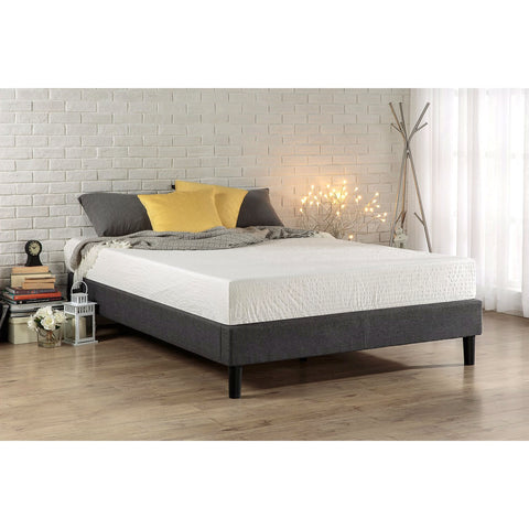 King size Modern Grey Upholstered Padded Platform Bed Fame