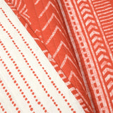 King size Scandinavian Chevron Orange White Stripe Reversible Cotton Quilt Set