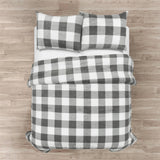 King Size Plaid Soft Faux Fur Comforter Set in Black White Grey