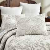 King Size 100-Percent Cotton Chenille 3-Piece Coverlet Bedspread Set in Ivory