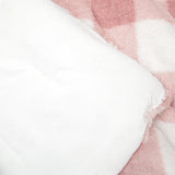 King Size Plaid Soft Faux Fur Comforter Set Pink Blush