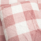 King Size Plaid Soft Faux Fur Comforter Set Pink Blush