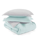 King/Cal King 3-Piece Microfiber Reversible Comforter Set Aqua Blue and Grey
