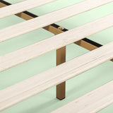 King size Modern Wood Platform Bed Frame with Headboard in Medium Brown