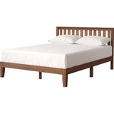 King size Solid Wood Platform Bed Frame with Headboard in Espresso Finish