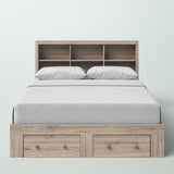 King Size Rustic Oak FarmHouse Low Profile 2 Drawer Storage Platform Bed