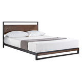 King size Metal Wood Platform Bed Frame with Headboard