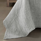 Full/Queen Size 3-Piece Reversible Cotton Yarn Woven Quilt Set in Grey Cream