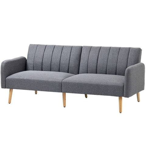Modern Mid-Century Light Gray Linen-touch Polyester Futon Sleeper Sofa Bed