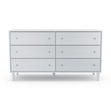 Farmhouse Rustic White Mid Century 6 Drawer Dresser