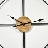 36-inch Metal Silent Wall Clock with Roman Numerals and Wooden Center